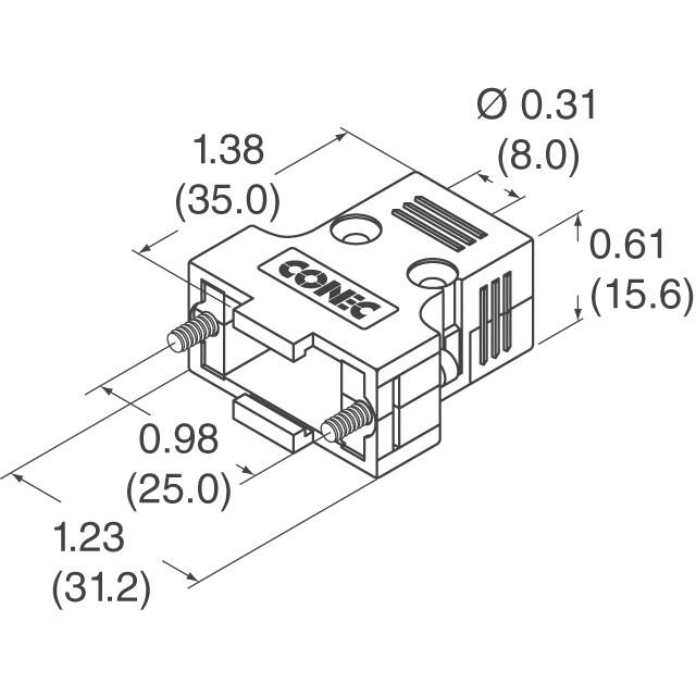 165X11869XE Conec  Capots de connecteurs D-Sub en forme de D